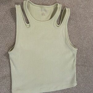American eagle size small cut out tank top in light yellow